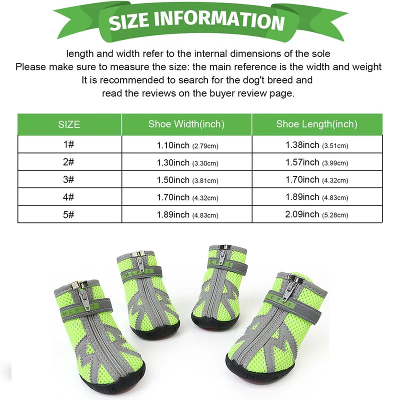 4Pcs Anti-Slip Dog Boots Booties Paw Protector Shoes for Hot Pavement &Summer Heat Resistant Breathable