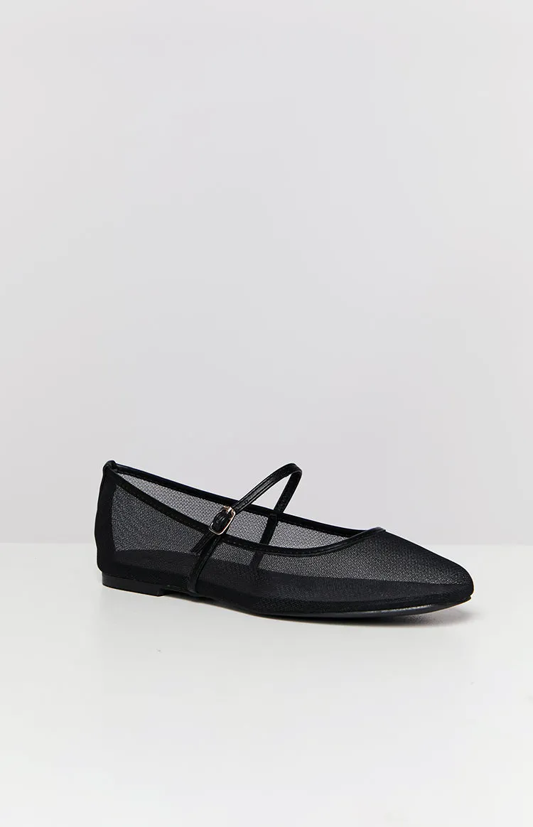 Billini Gilda Black Mesh Ballet Flats