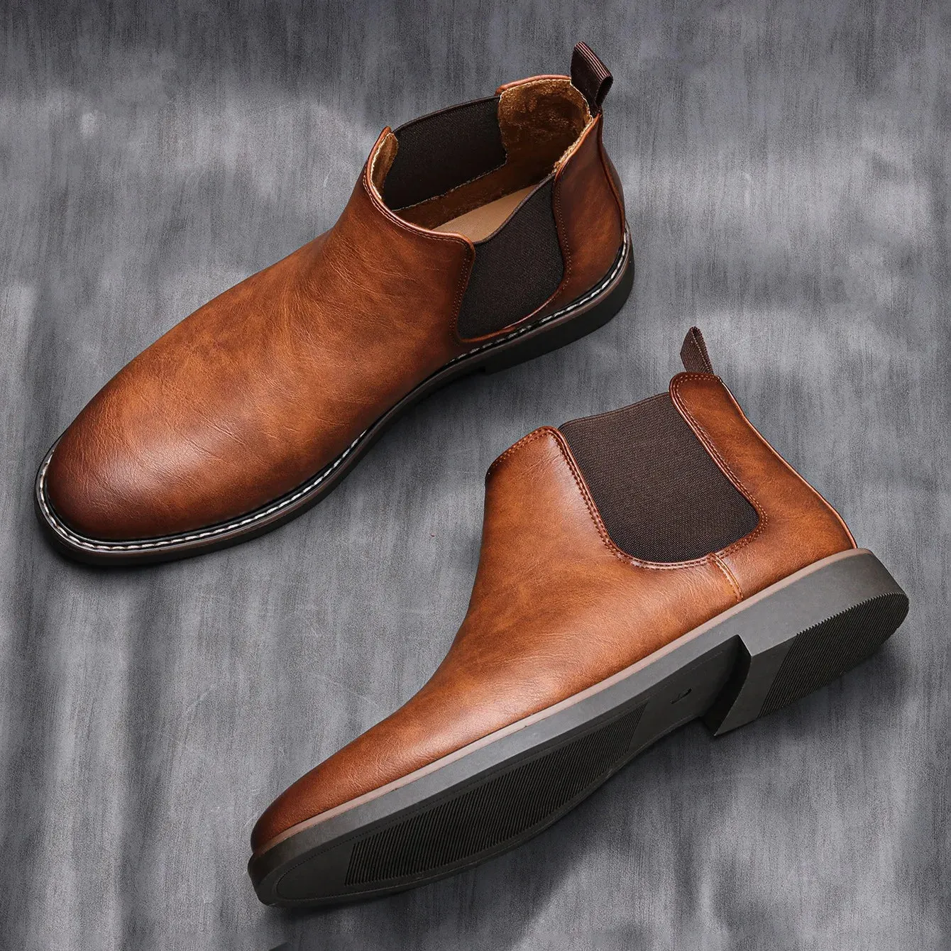 Classy Men Leather Chelsea ankle Boots in modern style