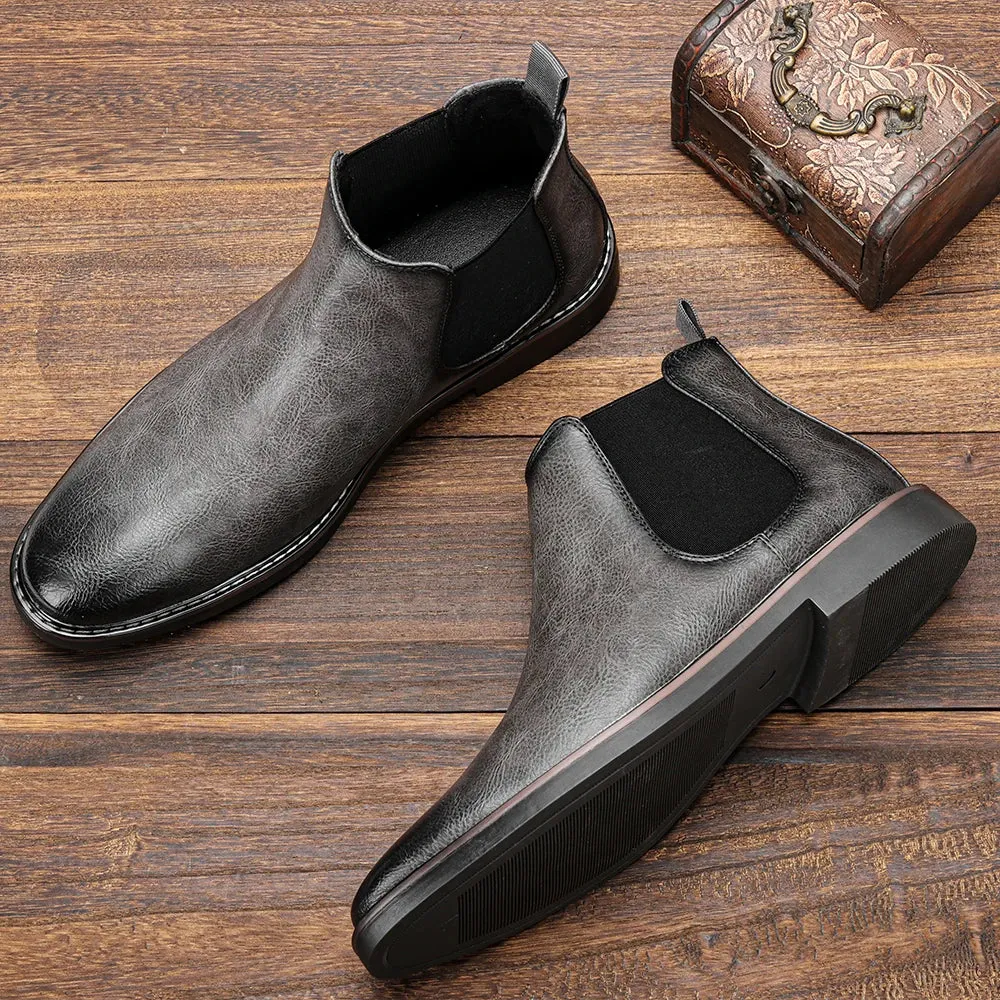 Classy Men Leather Chelsea ankle Boots in modern style