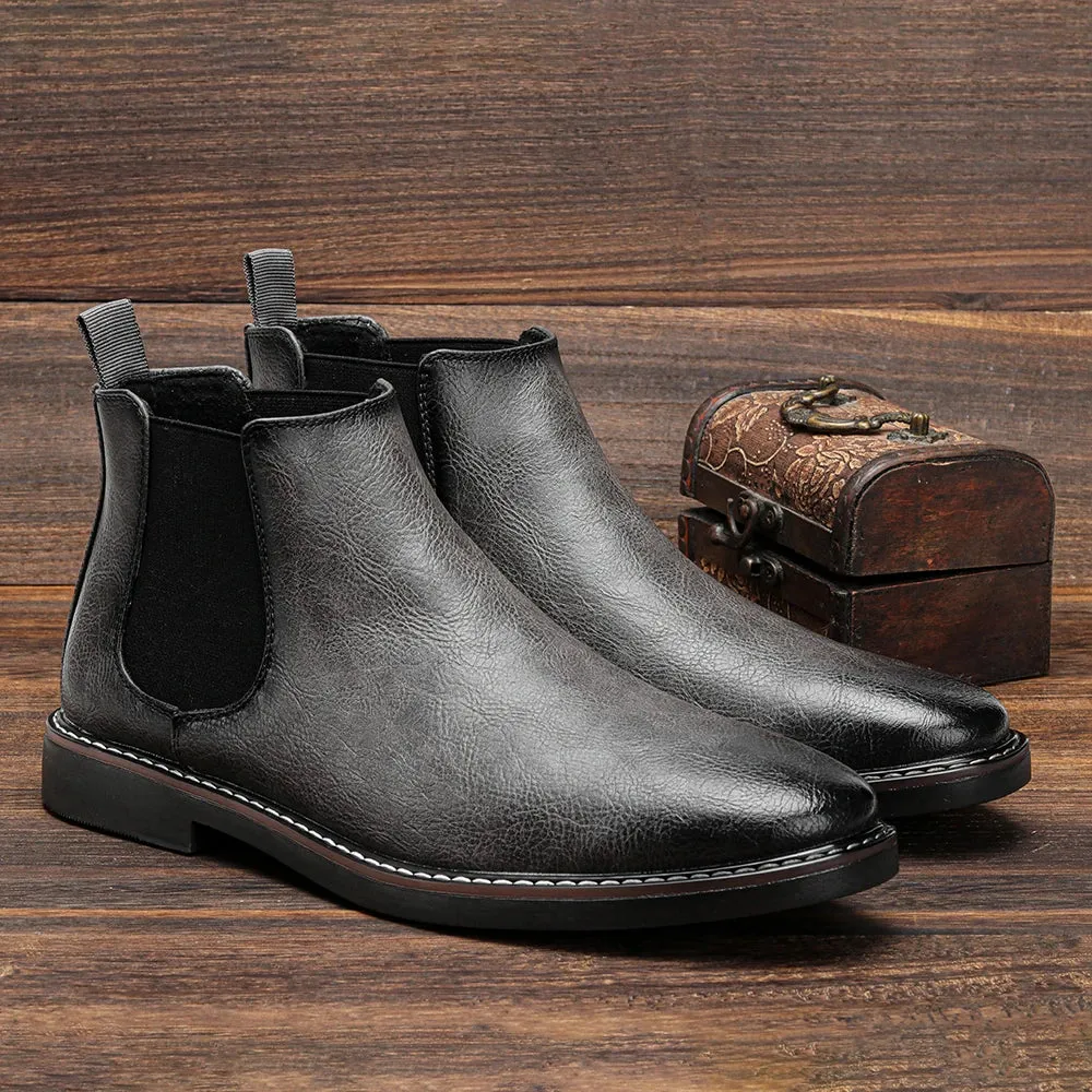 Classy Men Leather Chelsea ankle Boots in modern style