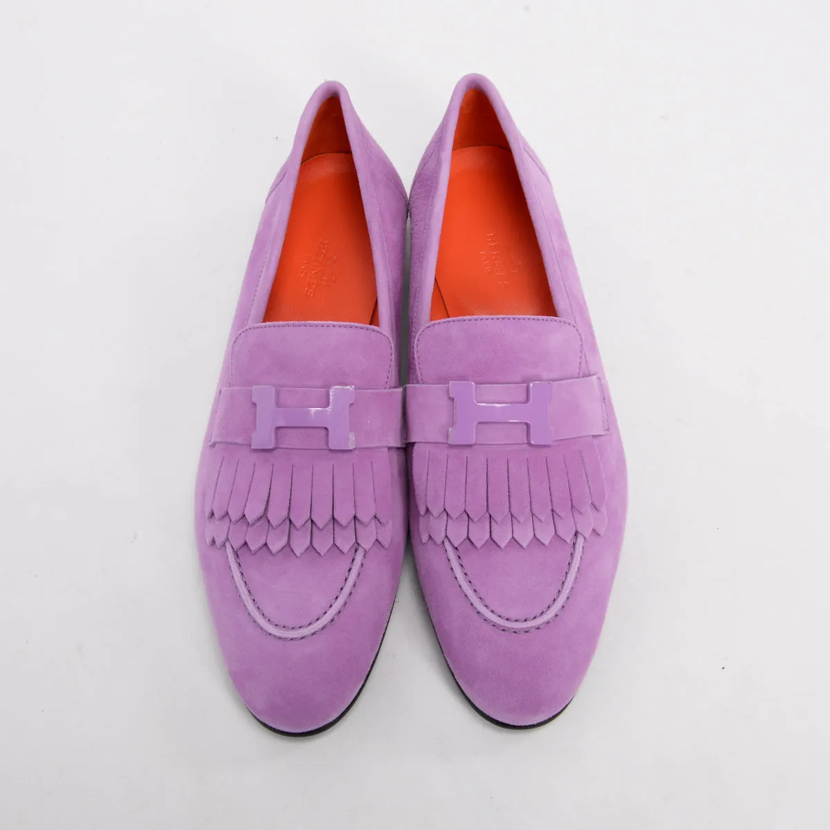 Hermes Lilac Suede Royal Loafers 39