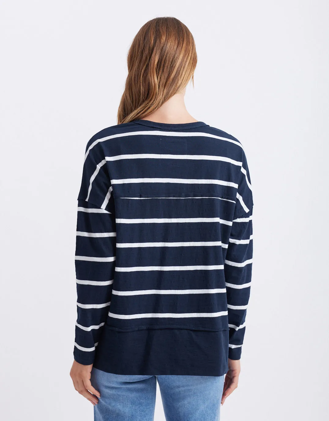 Jayne Stripe Throw On Top - Navy/White Stripe