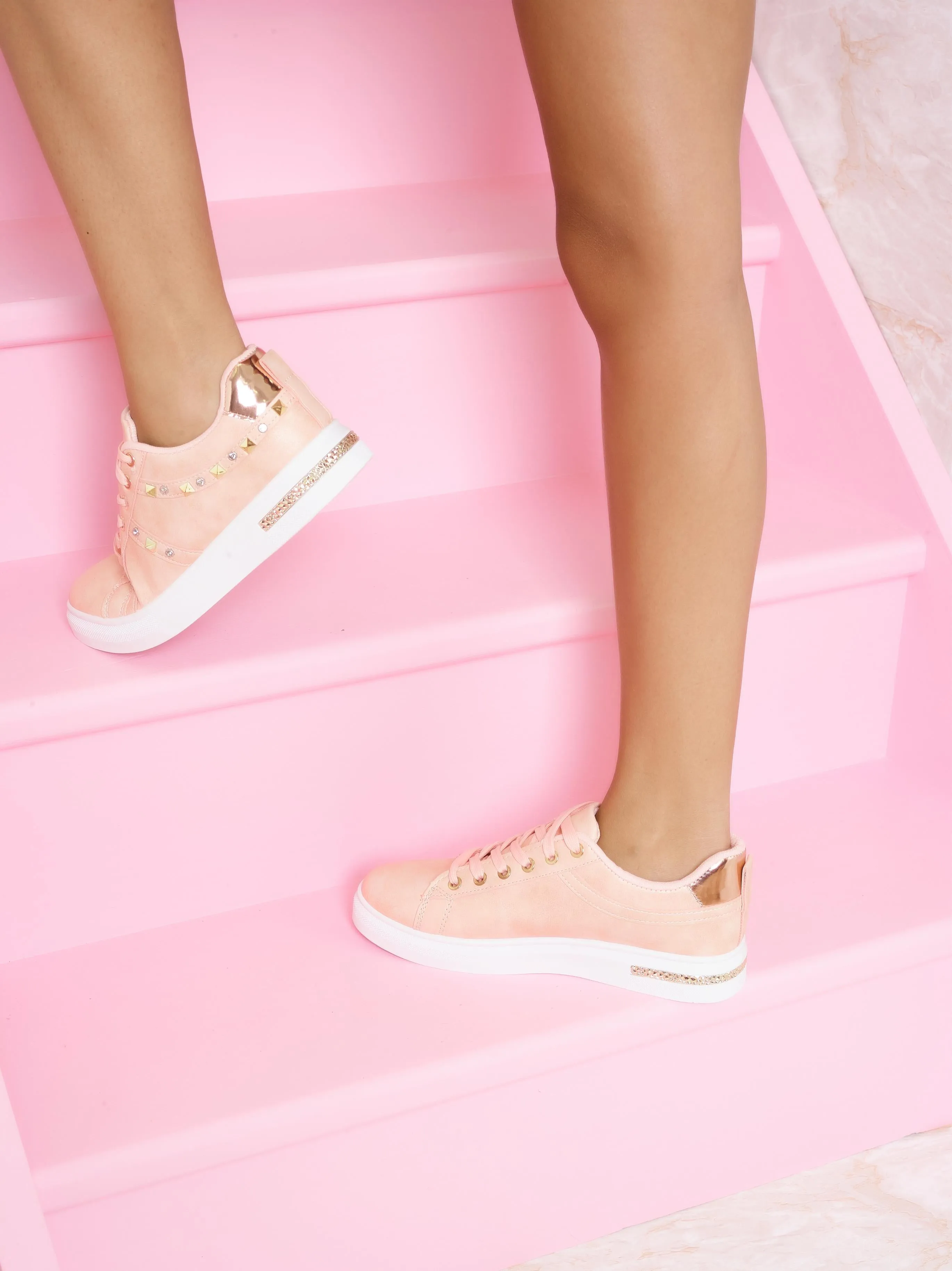 Maple - Pink Studded Trainers