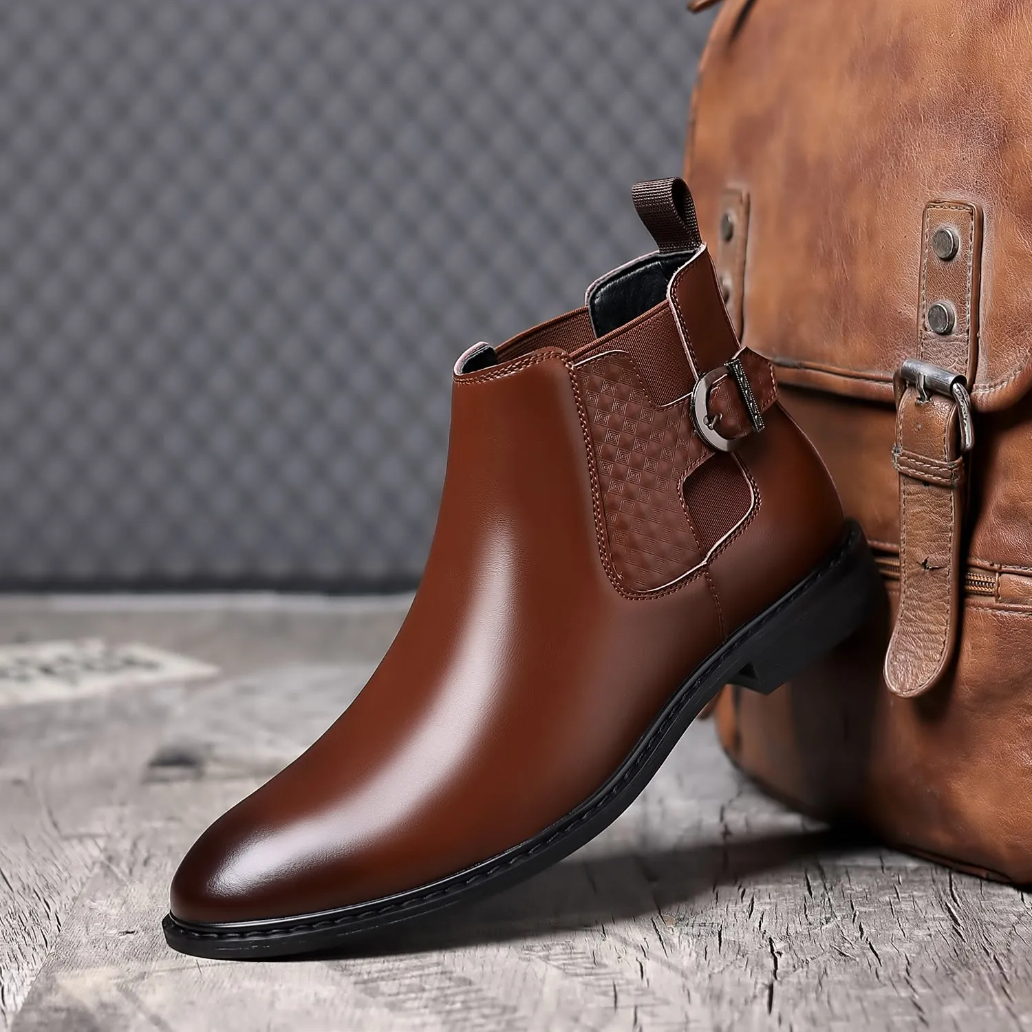 Men's Calf Leather Buckle Ankle Boots