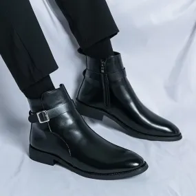 Men's Elegant Chelsea Boots with Buckle and Zipper | Ideal for All-Seasons