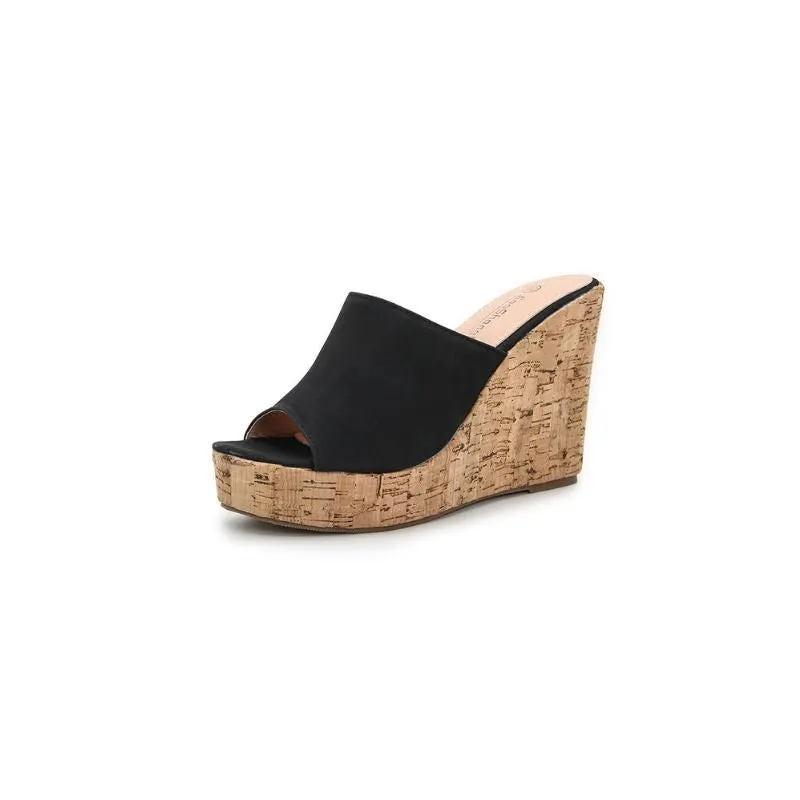 Platform High Heel  Cork Mule Wedges