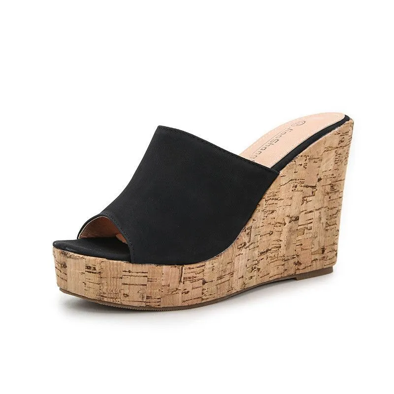 Platform High Heel  Cork Mule Wedges