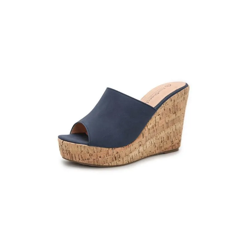 Platform High Heel  Cork Mule Wedges