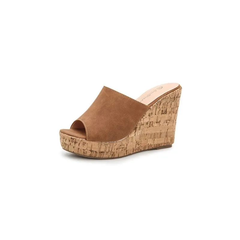 Platform High Heel  Cork Mule Wedges