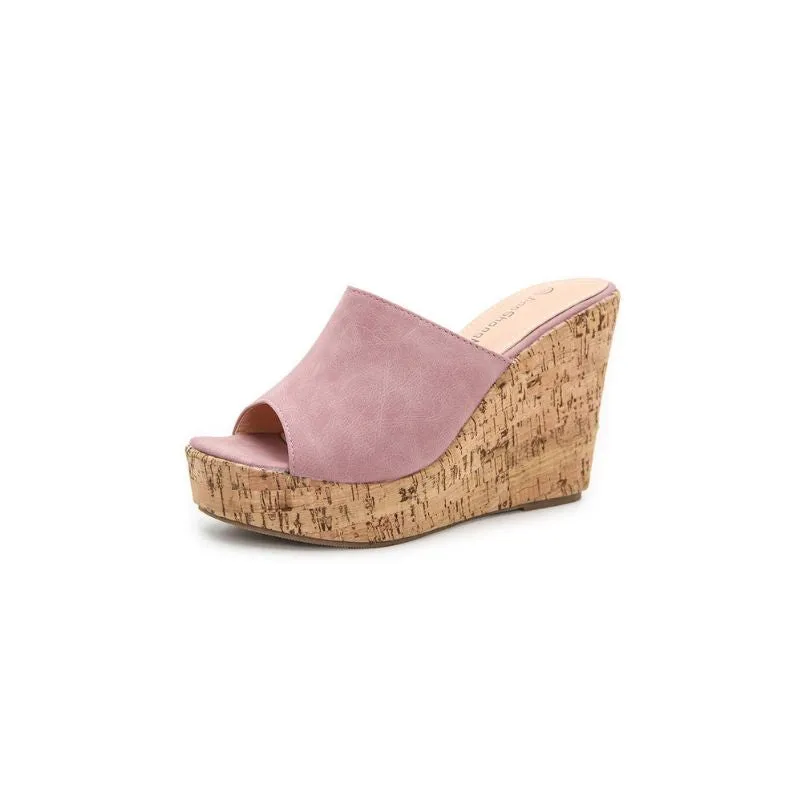 Platform High Heel  Cork Mule Wedges