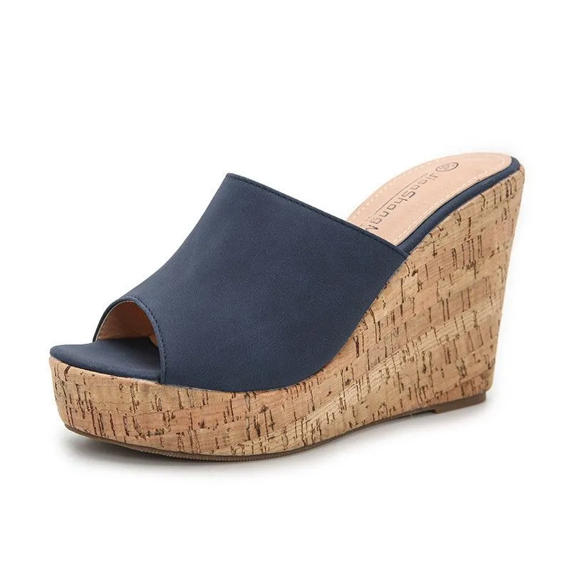 Platform High Heel  Cork Mule Wedges