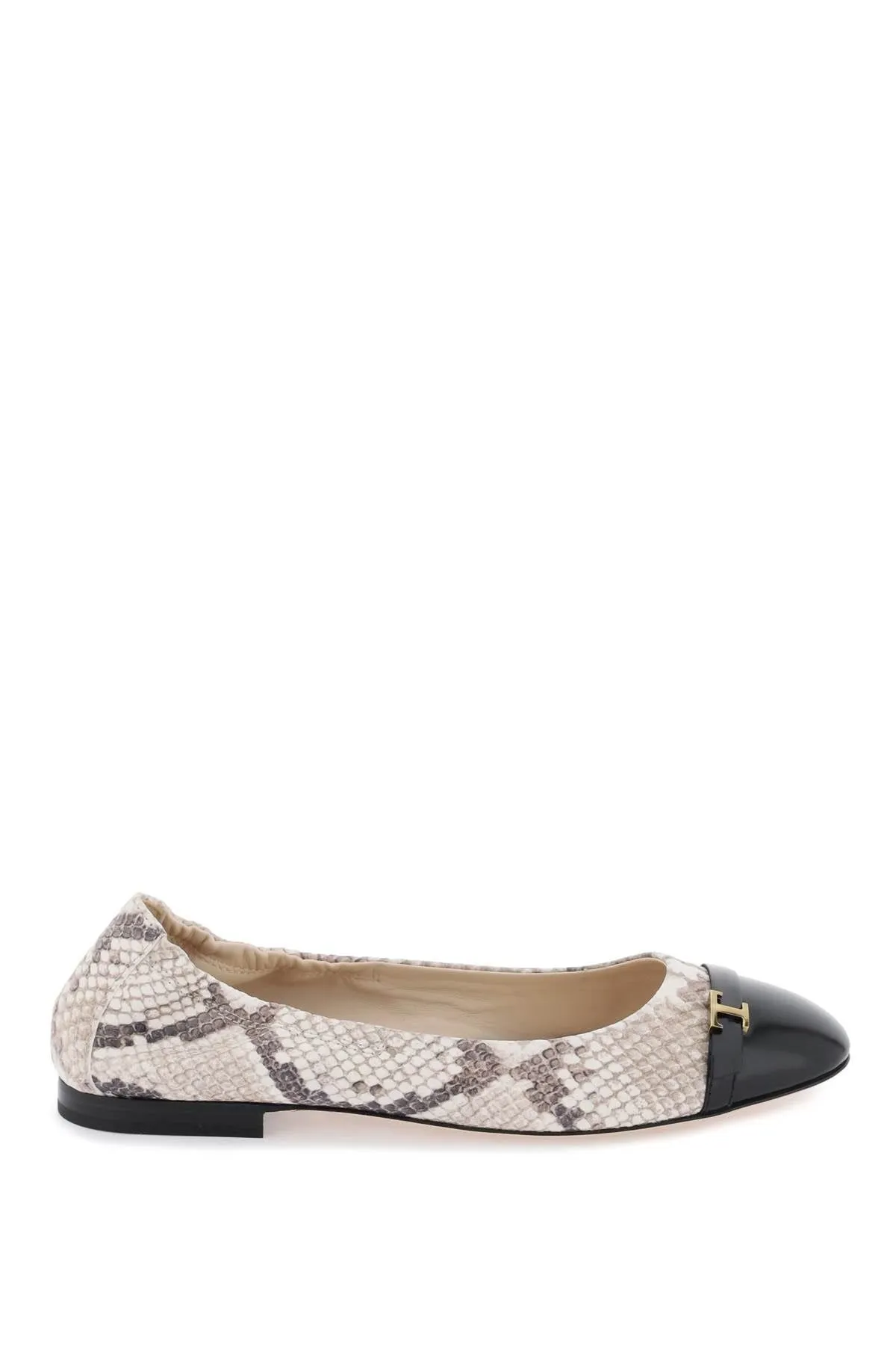 SNAKE-PRINTED LEATHER BALLET FLATS