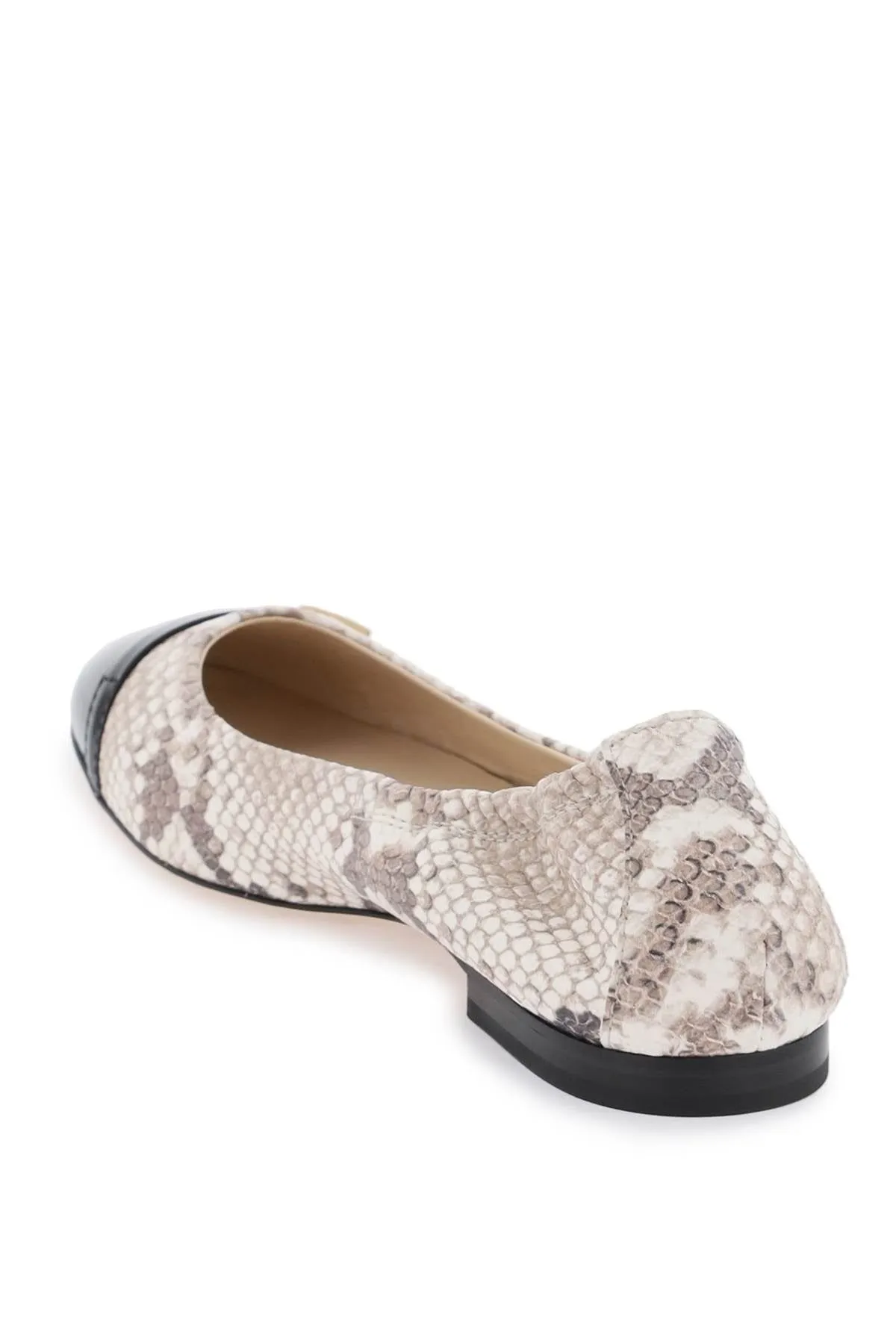 SNAKE-PRINTED LEATHER BALLET FLATS