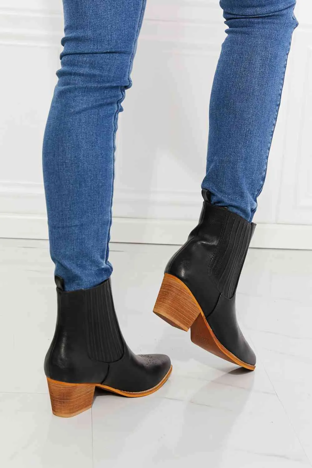 Stacked Heel Chelsea Boot in Black