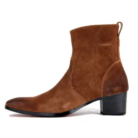 Suede High Heel Chelsea Boots