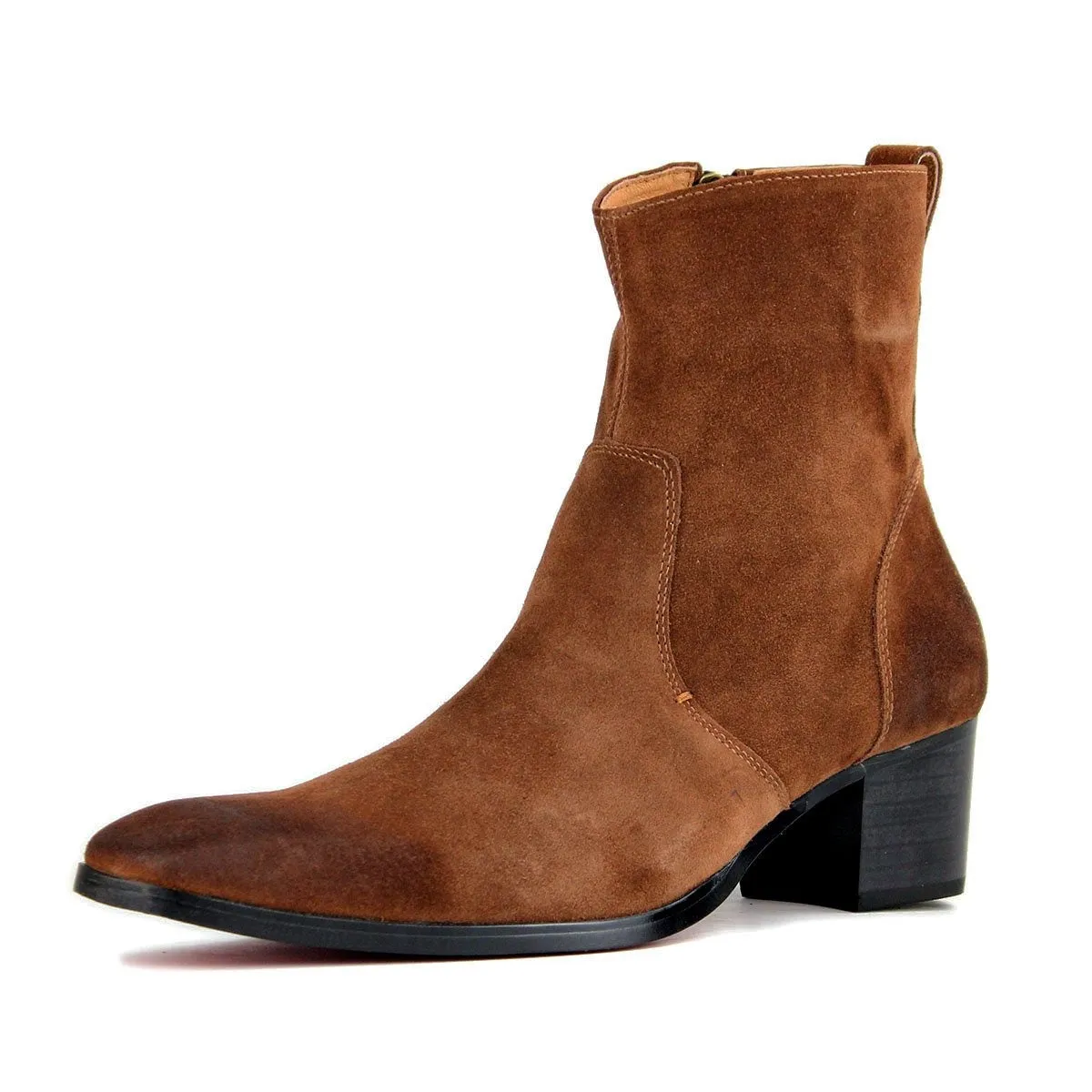 Suede High Heel Chelsea Boots