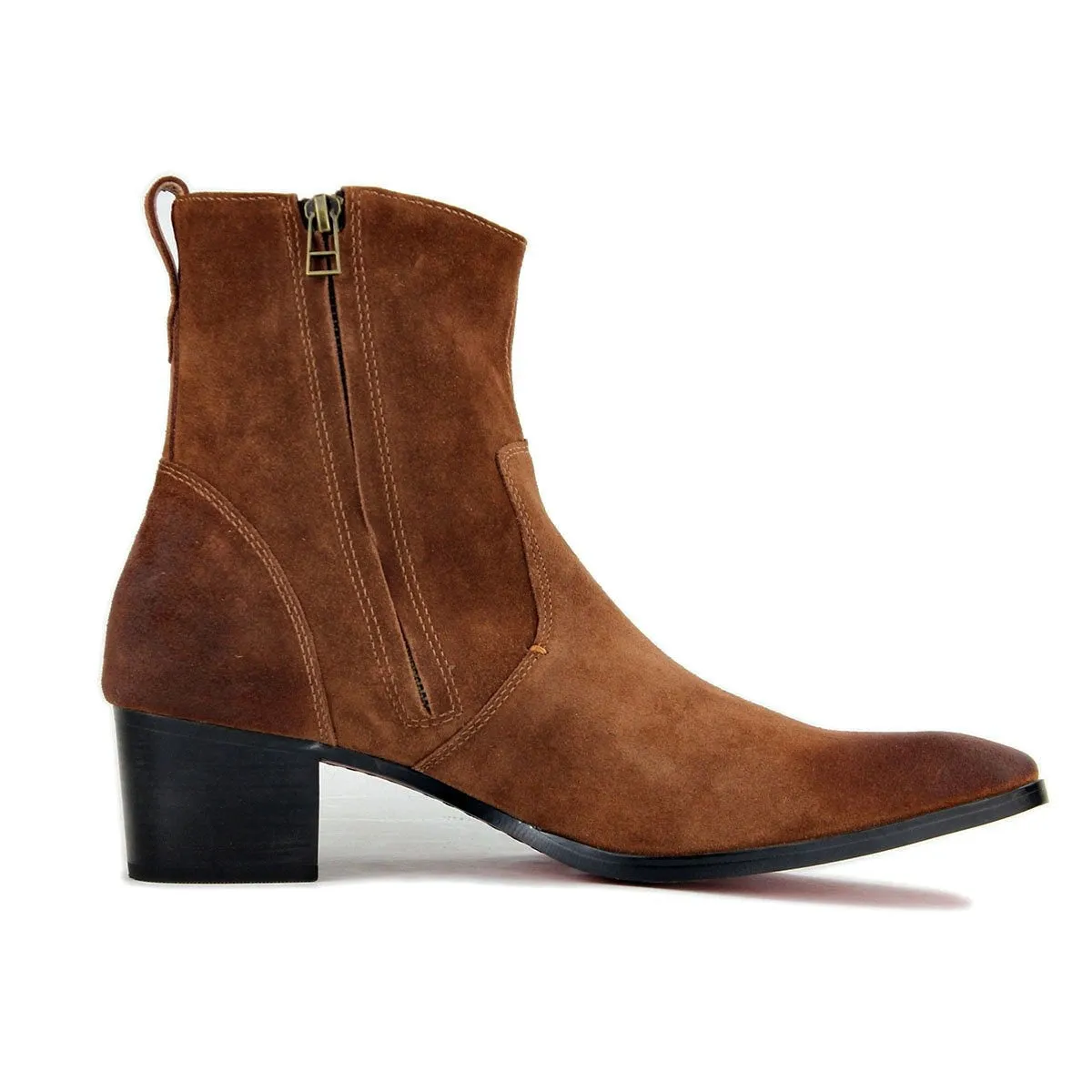 Suede High Heel Chelsea Boots