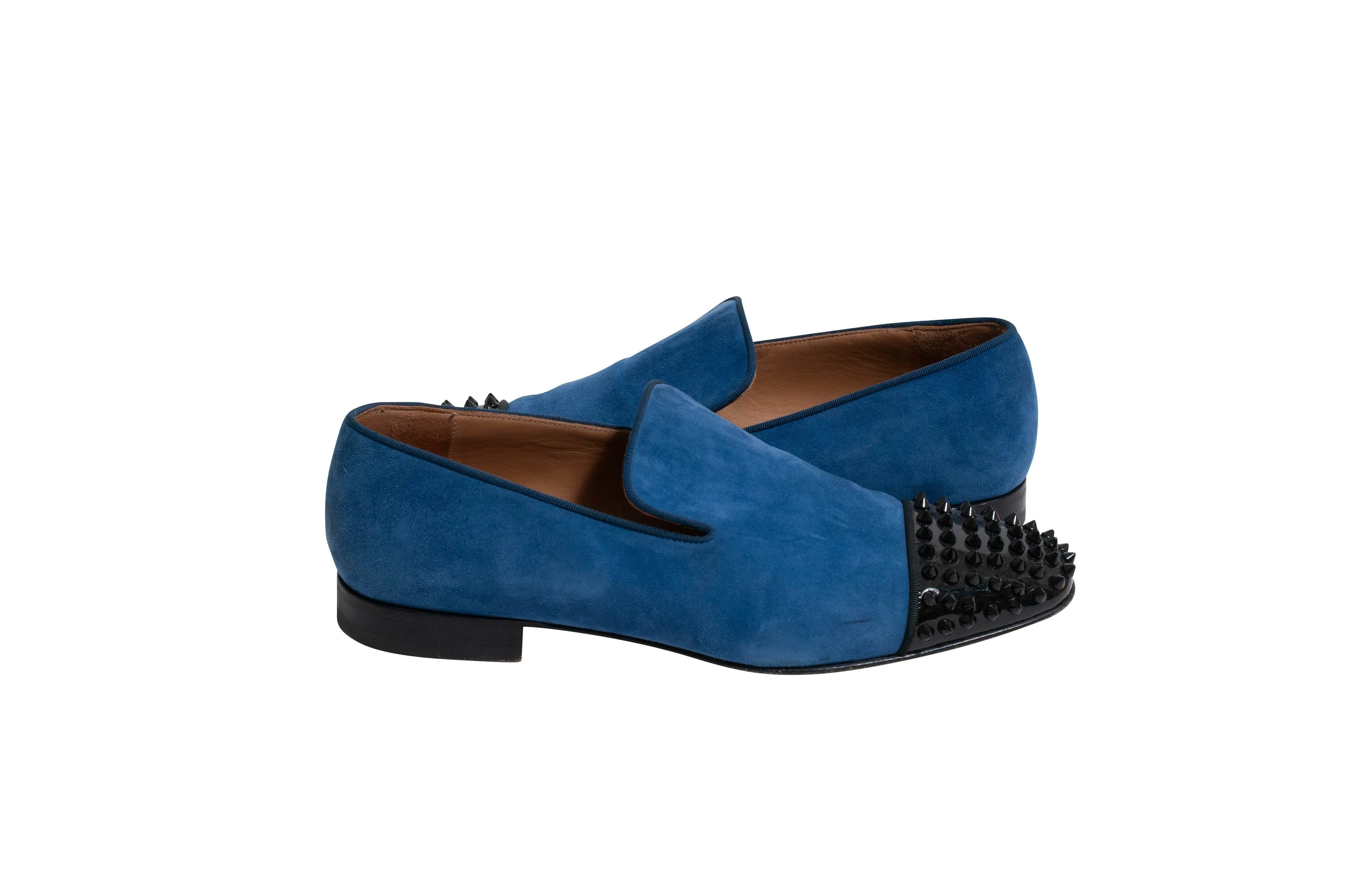 Suede Spike Captoe Loafer (Blue)