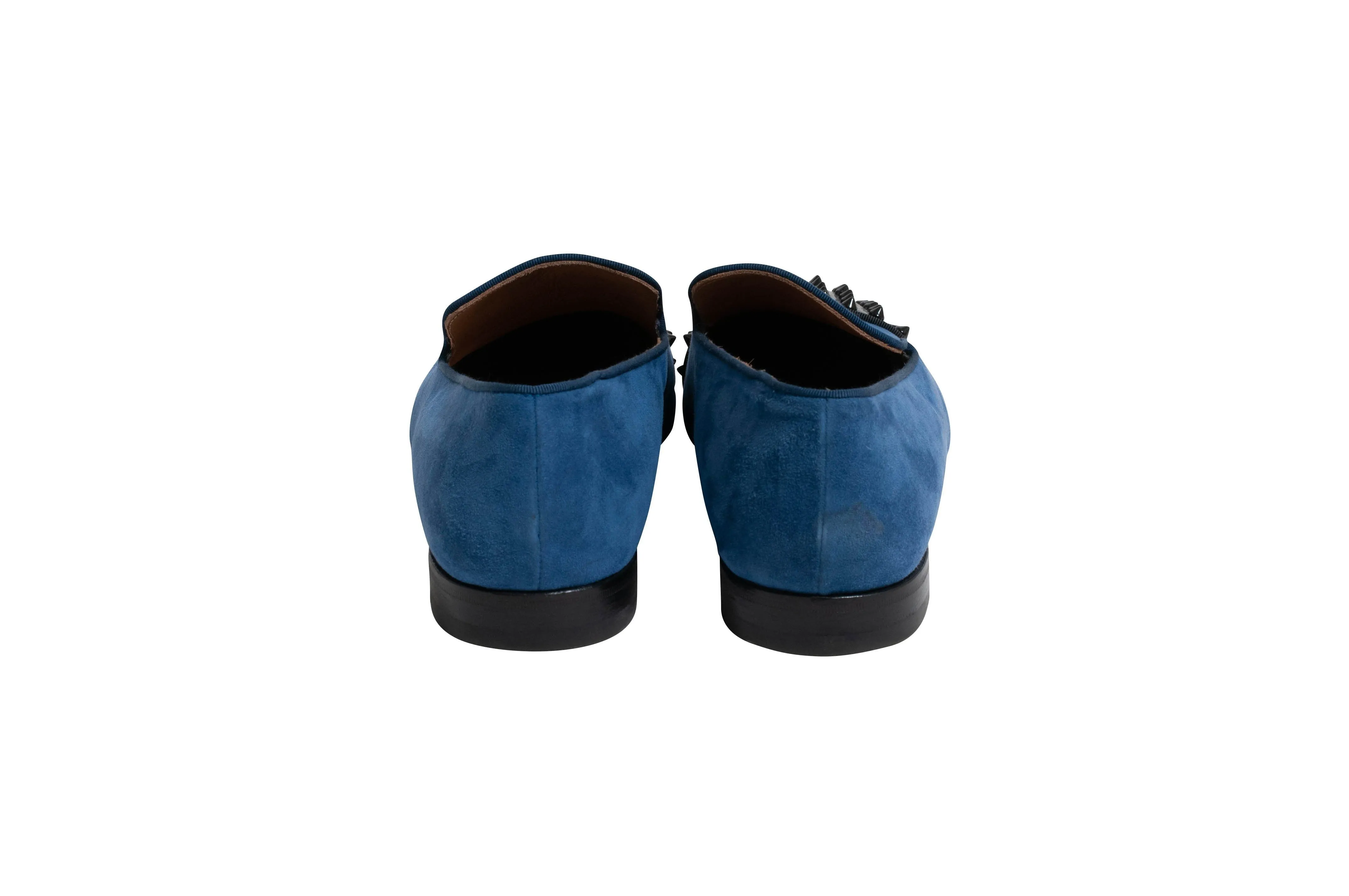 Suede Spike Captoe Loafer (Blue)