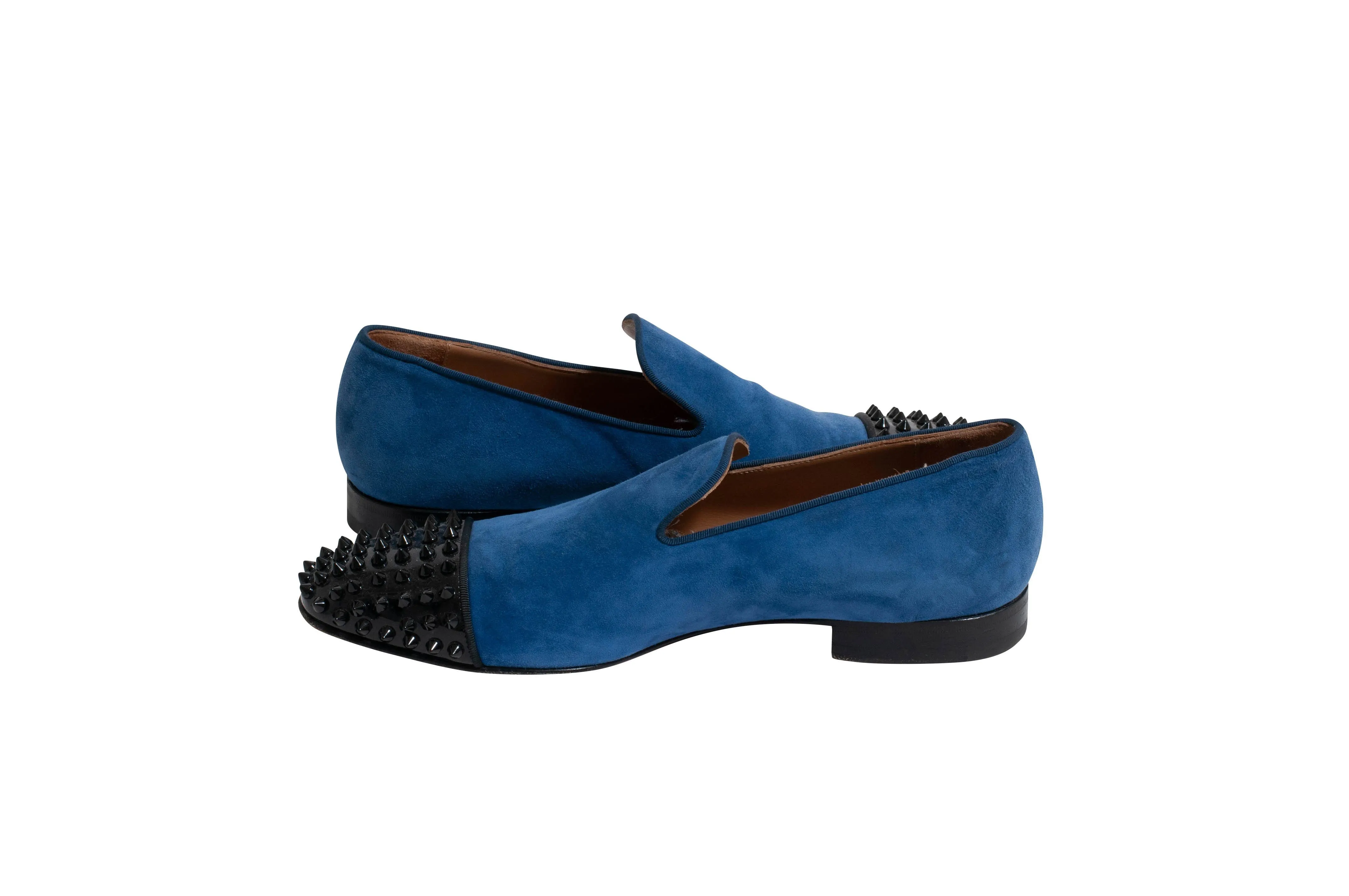 Suede Spike Captoe Loafer (Blue)