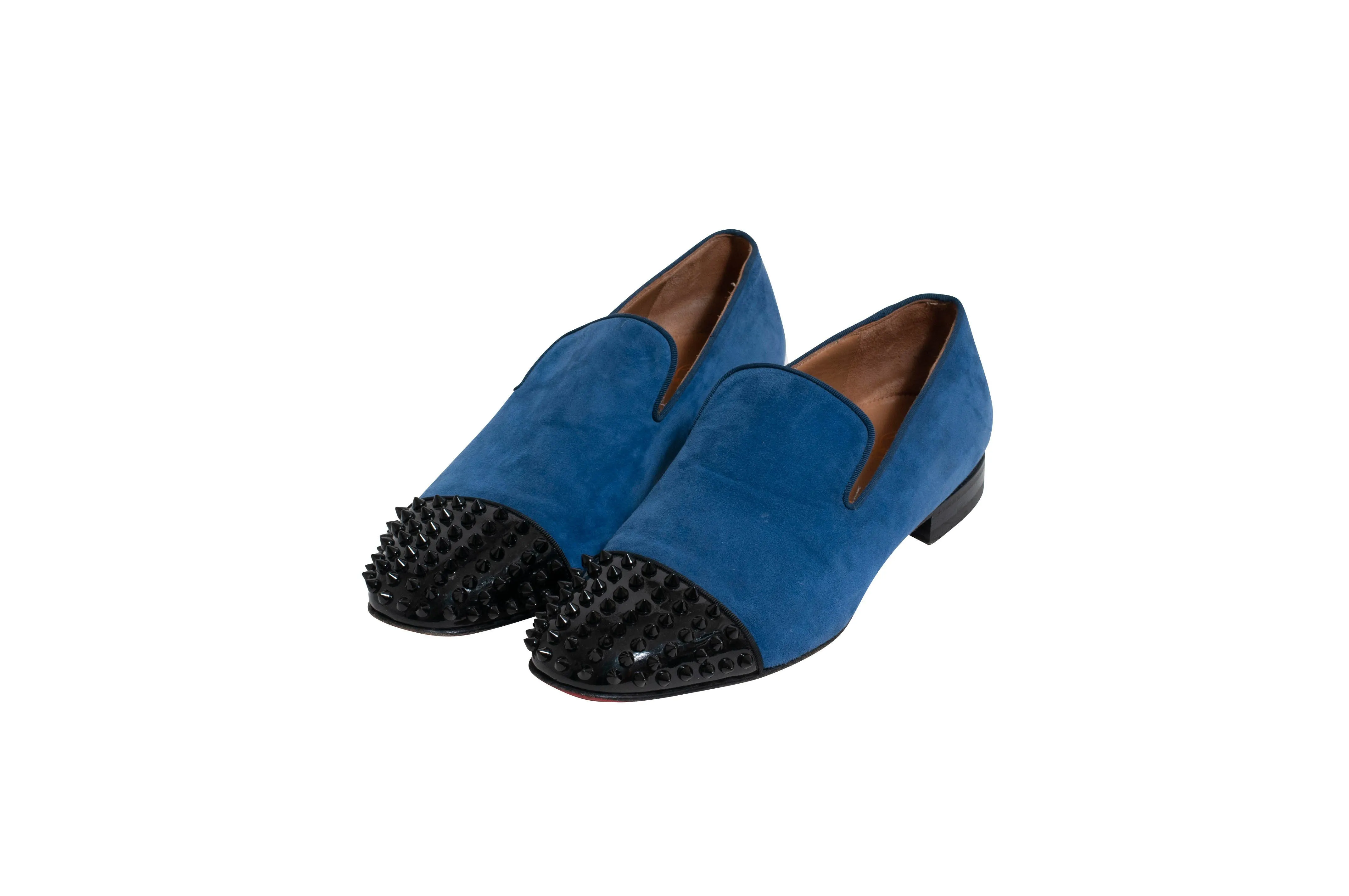 Suede Spike Captoe Loafer (Blue)