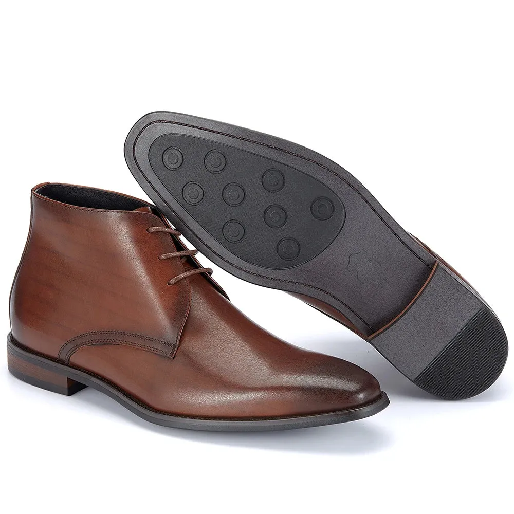 Trend4us Men's Sleek Leather Lace-Up Chelsea Boots