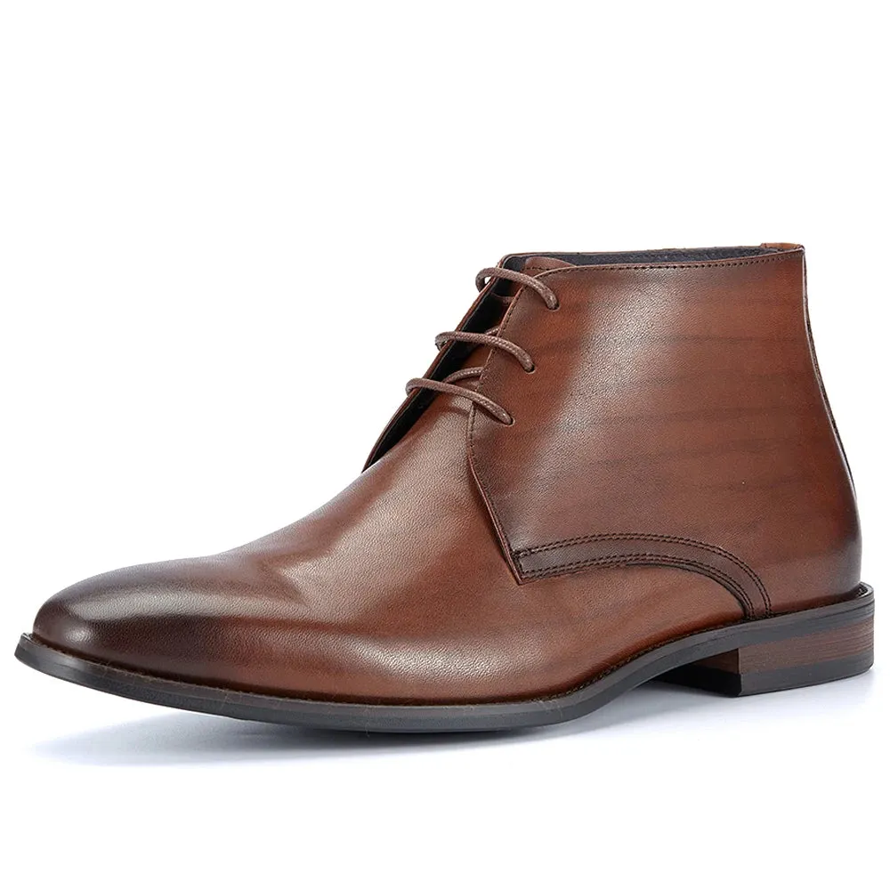 Trend4us Men's Sleek Leather Lace-Up Chelsea Boots