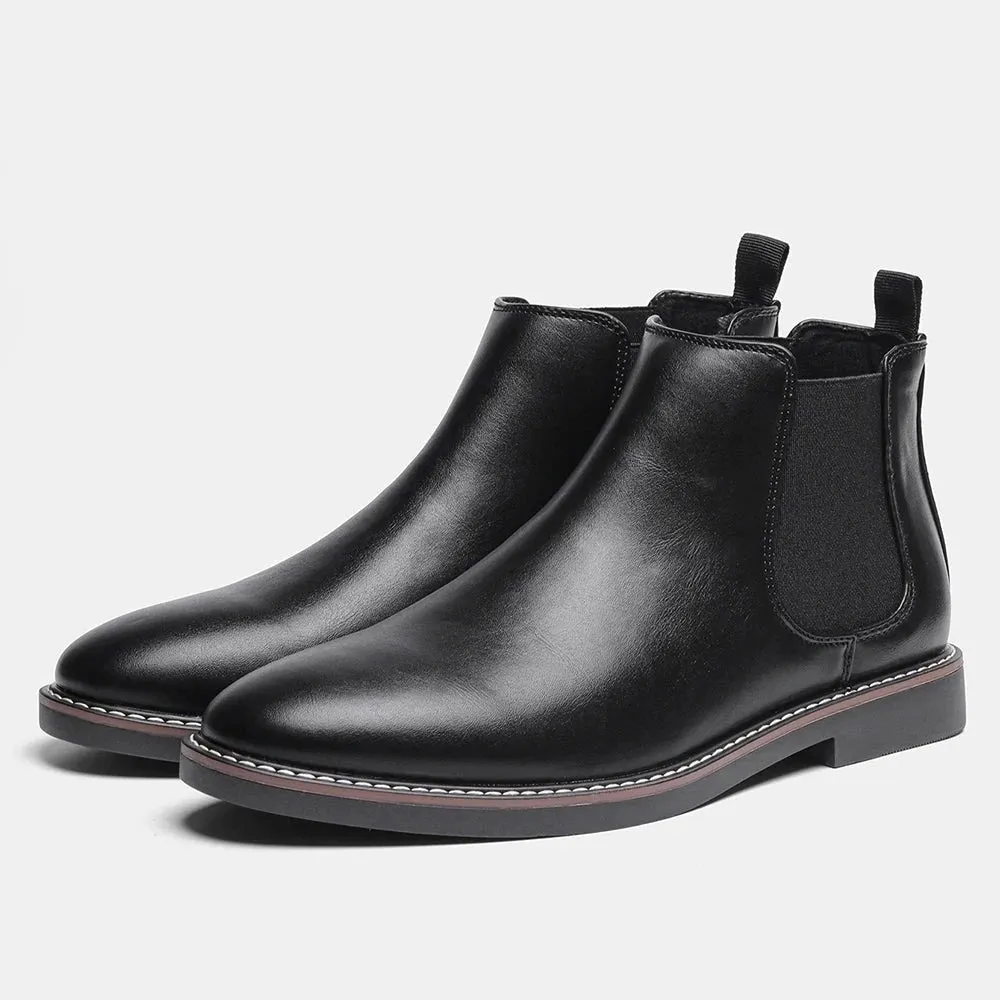 West Louis™ Designer Slip-On Leather Ankle Chelsea Boots