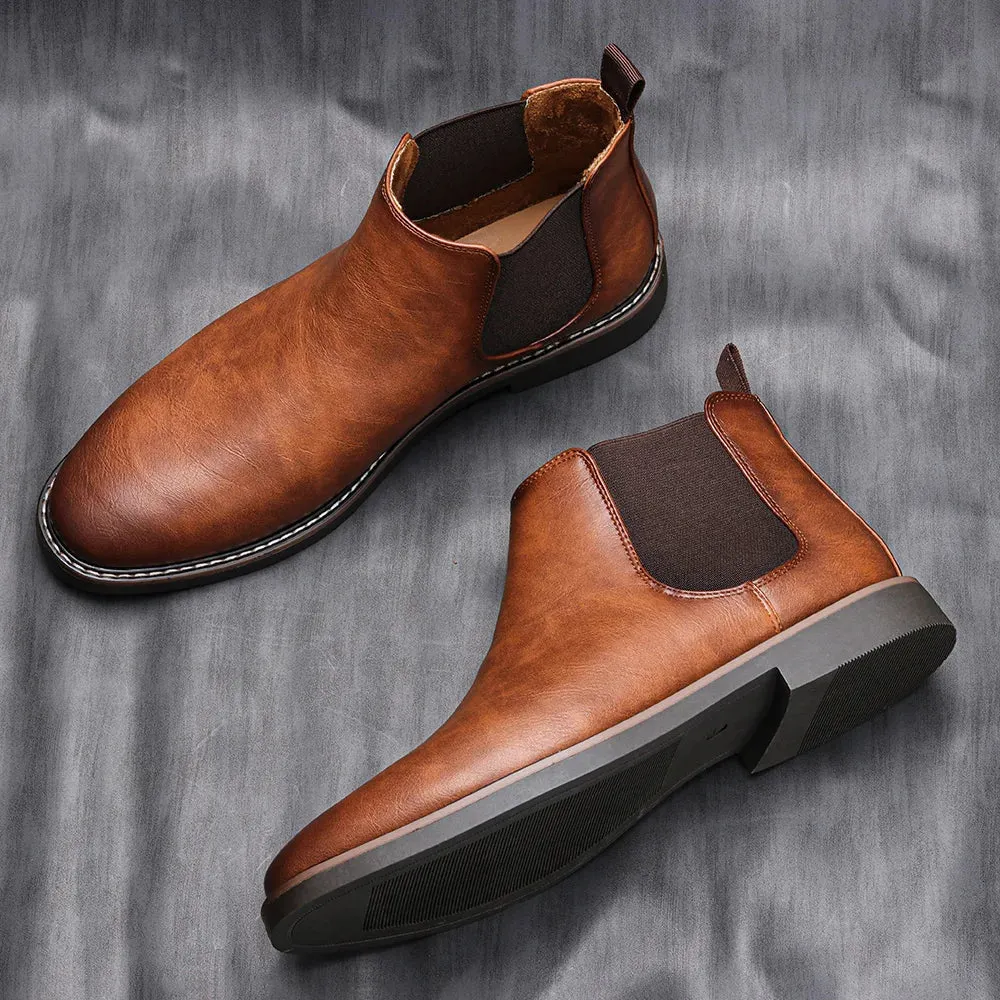 West Louis™ Designer Slip-On Leather Ankle Chelsea Boots