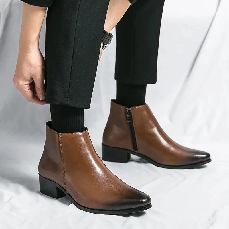 West Louis™ Genuine Leather Side Zipper Elegant Chelsea Boots