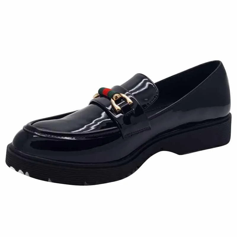 Zanni & Co Womans Patent Black Slip-On Loafer - Falaj-One