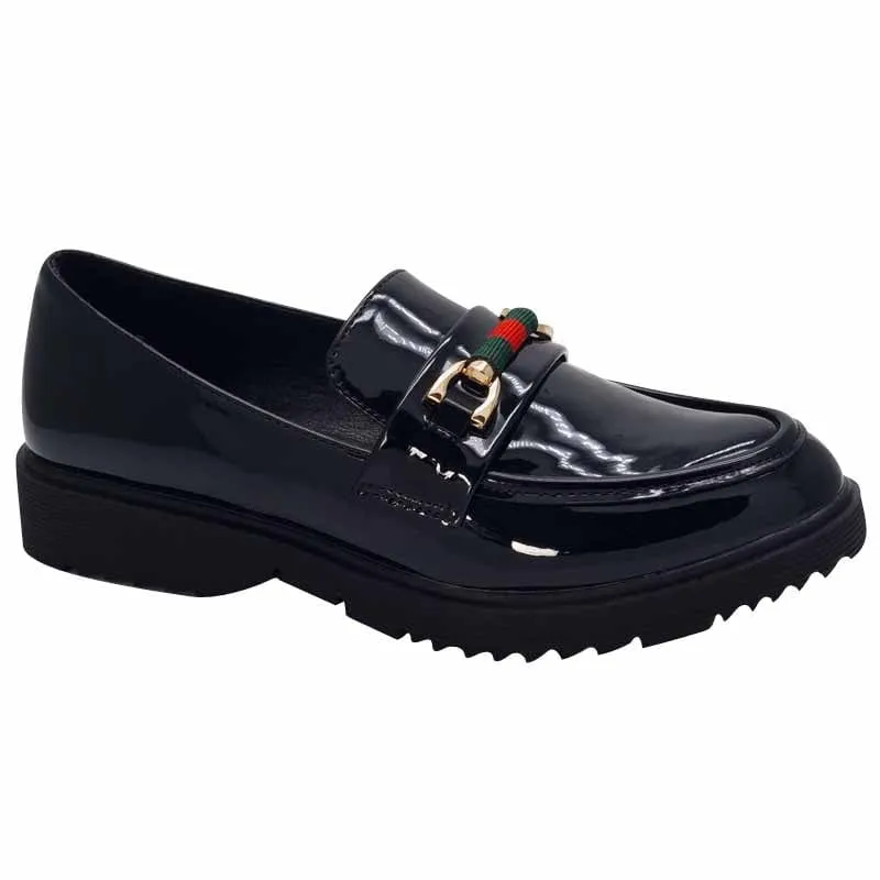 Zanni & Co Womans Patent Black Slip-On Loafer - Falaj-One